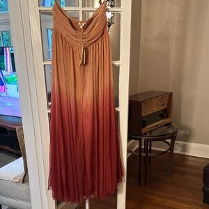 Anthropologie Strapless Ombre Dress - Peach